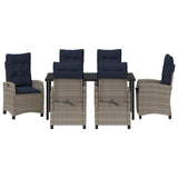 Garden Dining Set with Cushion 7 pcs Grey Poly Rattan