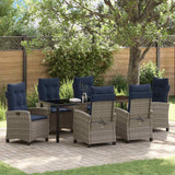 Garden Dining Set with Cushion 7 pcs Grey Poly Rattan