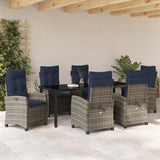 Garden Dining Set with Cushion 7 pcs Grey Poly Rattan