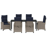 Garden Dining Set with Cushion 7 pcs Grey Poly Rattan