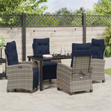 Garden Dining Set with Cushion 5 pcs Grey Poly Rattan