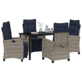 Garden Dining Set with Cushion 5 pcs Grey Poly Rattan