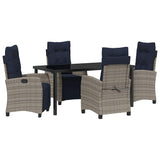 Garden Dining Set with Cushion 5 pcs Grey Poly Rattan