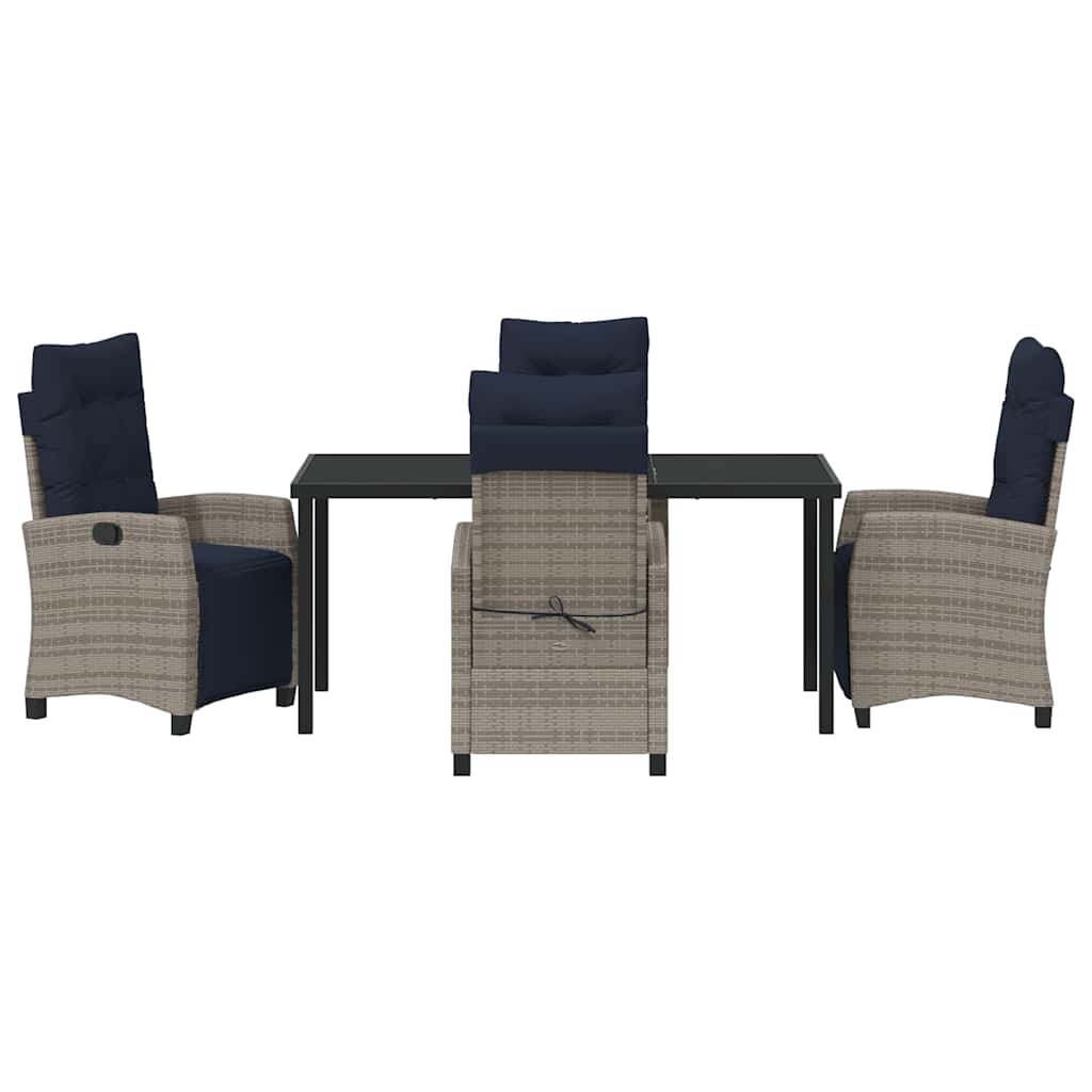 Garden Dining Set with Cushion 5 pcs Grey Poly Rattan