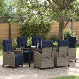 Garden Dining Set with Cushion 7 pcs Grey Poly Rattan