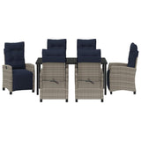 Garden Dining Set with Cushion 7 pcs Grey Poly Rattan