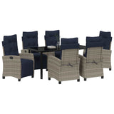 Garden Dining Set with Cushion 7 pcs Grey Poly Rattan