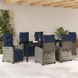 Garden Dining Set with Cushion 7 pcs Grey Poly Rattan