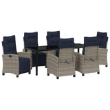 Garden Dining Set with Cushion 7 pcs Grey Poly Rattan