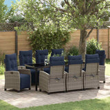 Garden Dining Set with Cushion 9 pcs Grey Poly Rattan