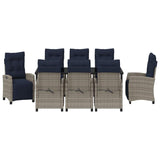 Garden Dining Set with Cushion 9 pcs Grey Poly Rattan