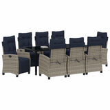 Garden Dining Set with Cushion 9 pcs Grey Poly Rattan