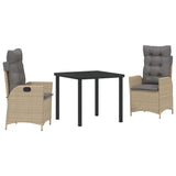 Garden Dining Set 3 pcs Beige Poly Rattan