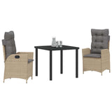 Garden Dining Set 3 pcs Beige Poly Rattan