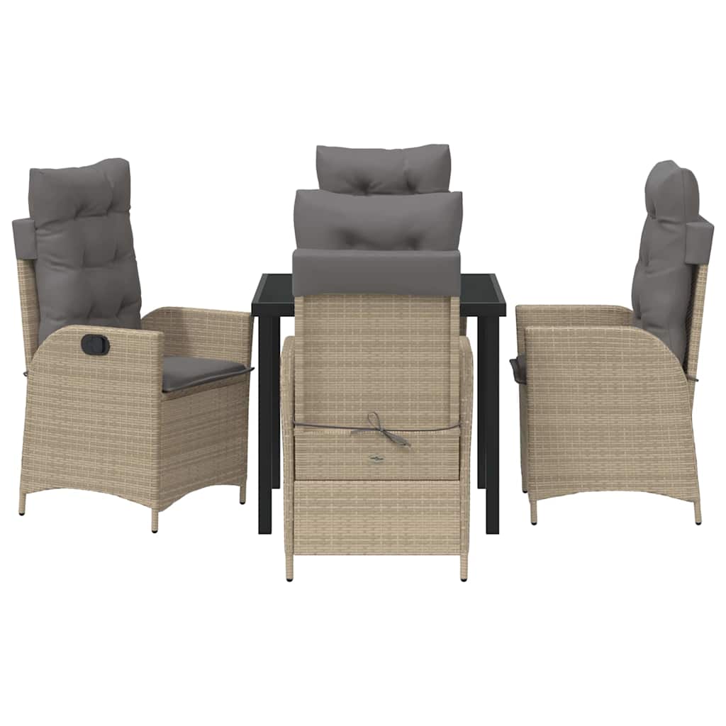 Garden Dining Set 5 pcs Beige Poly Rattan
