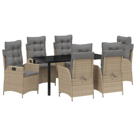 Garden Dining Set 7 pcs Beige Poly Rattan