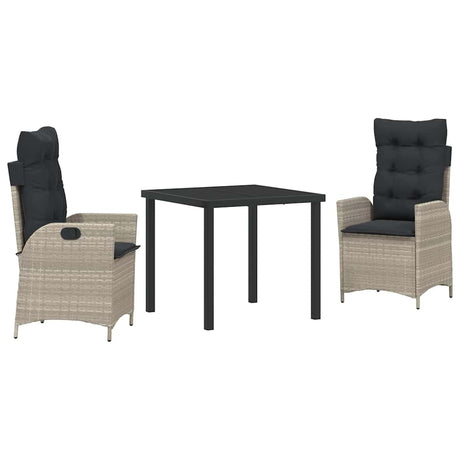 Garden Dining Set 3 pcs Light Grey Poly Rattan