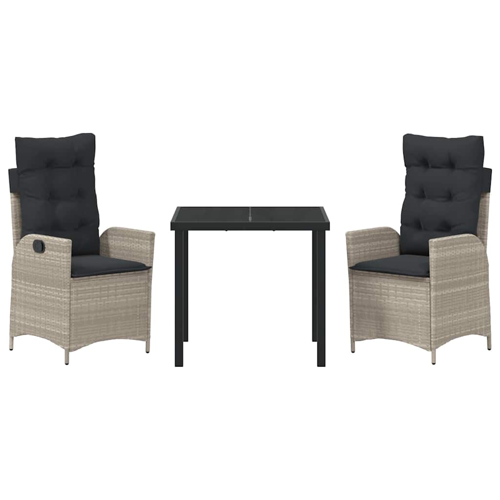 Garden Dining Set 3 pcs Light Grey Poly Rattan