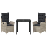Garden Dining Set 3 pcs Light Grey Poly Rattan