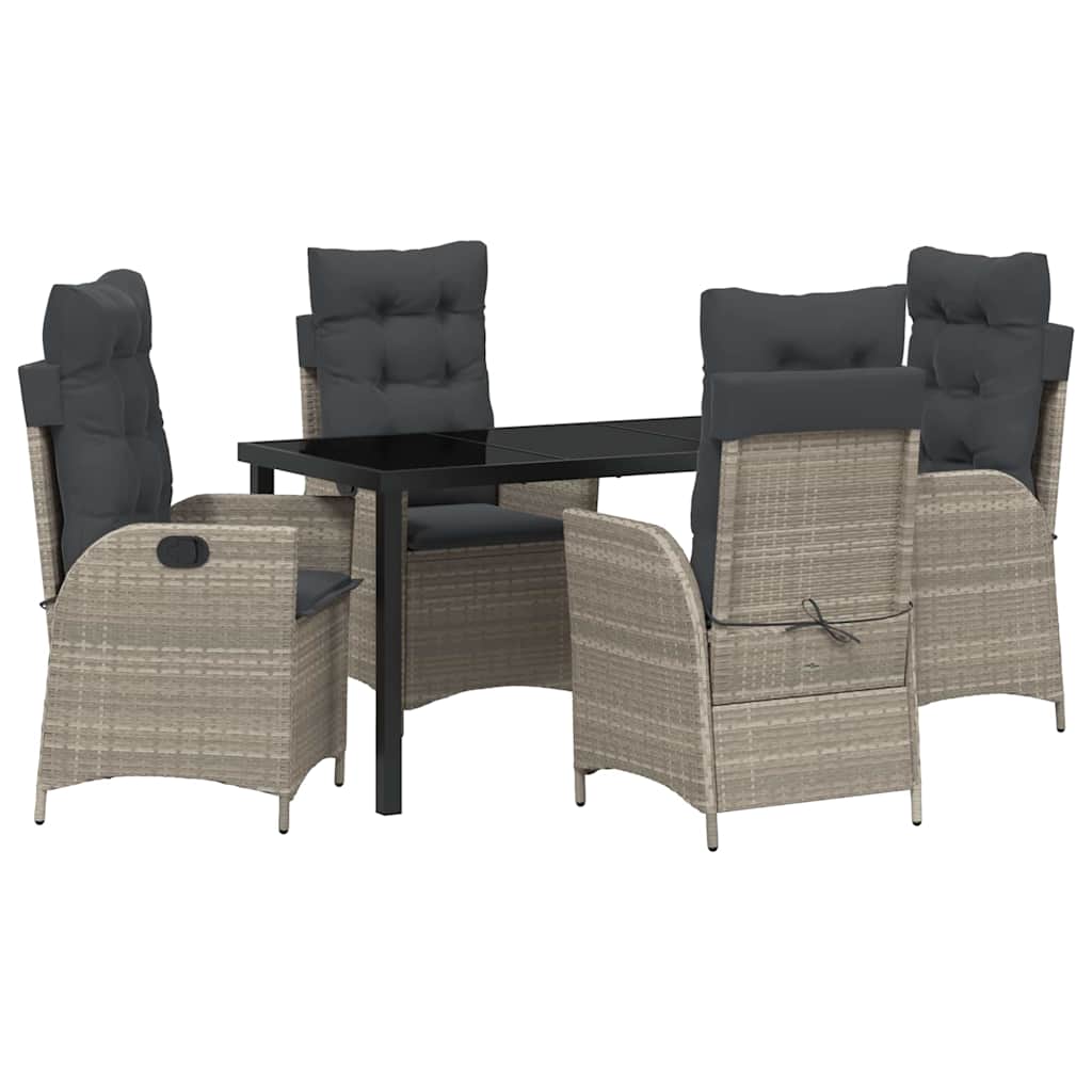 Garden Dining Set 5 pcs Light Grey Poly Rattan