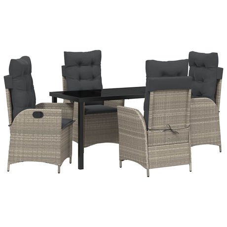 Garden Dining Set 5 pcs Light Grey Poly Rattan
