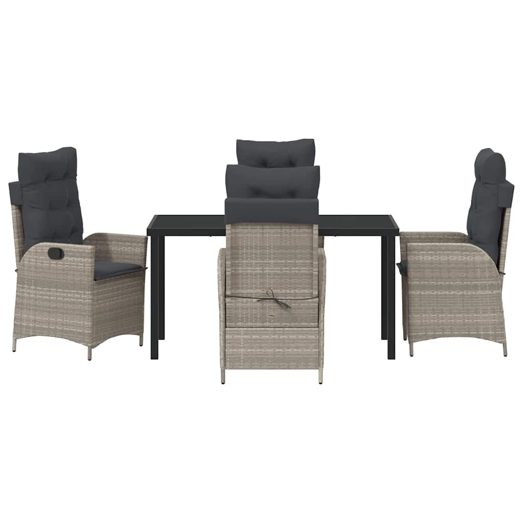 Garden Dining Set 5 pcs Light Grey Poly Rattan