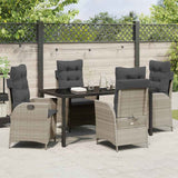 Garden Dining Set 5 pcs Light Grey Poly Rattan
