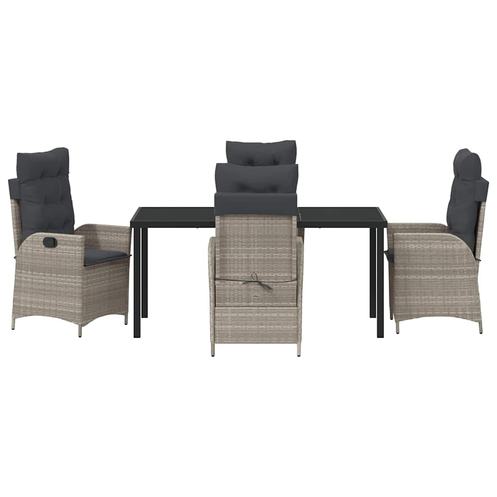 Garden Dining Set 5 pcs Light Grey Poly Rattan