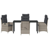 Garden Dining Set 5 pcs Light Grey Poly Rattan