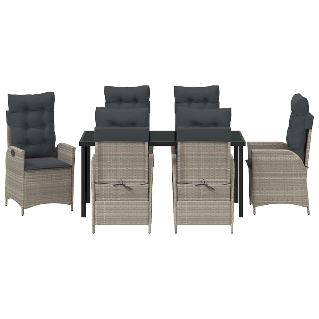 Garden Dining Set 7 pcs Light Grey Poly Rattan