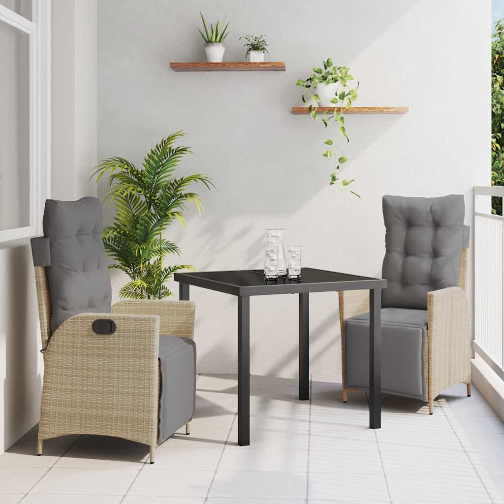 Garden Dining Set 3 pcs Beige Poly rattan