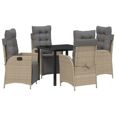 Garden Dining Set 5 pcs Beige Poly rattan