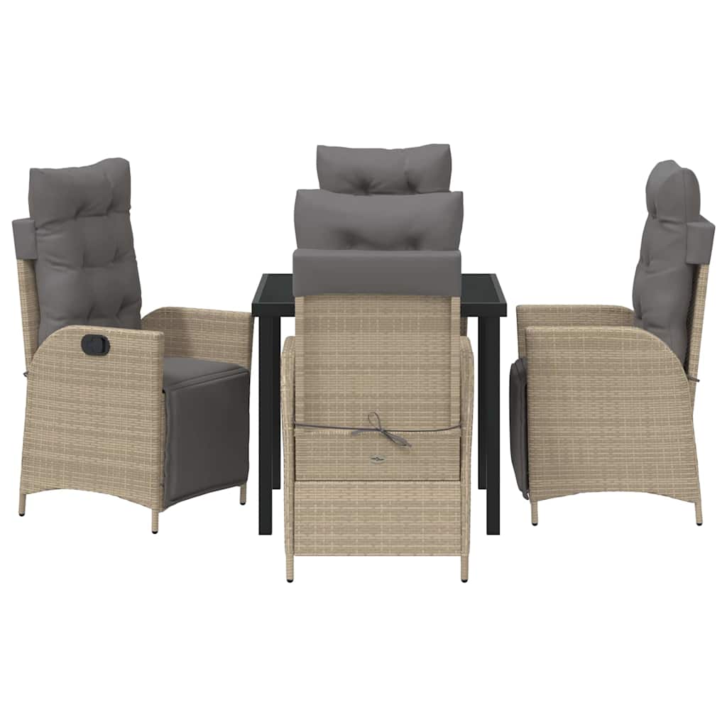 Garden Dining Set 5 pcs Beige Poly rattan