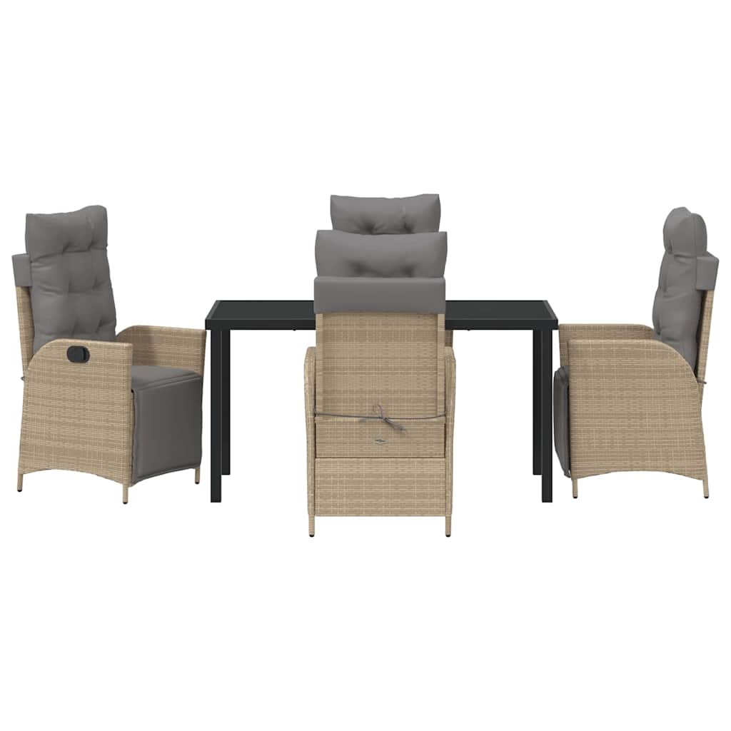 Garden Dining Set 5 pcs Beige Poly rattan