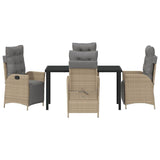 Garden Dining Set 5 pcs Beige Poly rattan