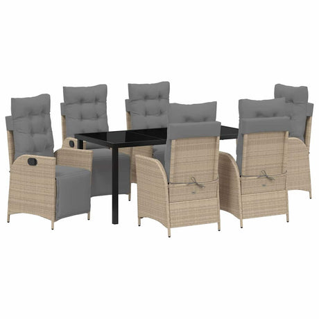 Garden Dining Set 7 pcs Beige Poly rattan