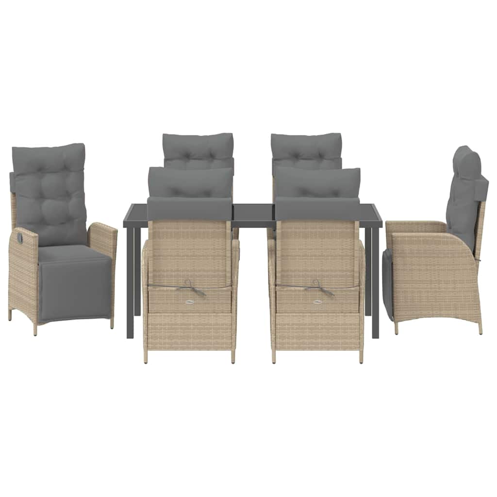 Garden Dining Set 7 pcs Beige Poly rattan