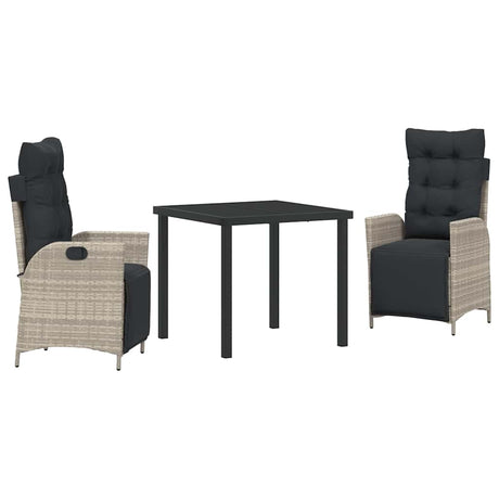 Garden Dining Set 3 pcs Light Grey Poly rattan