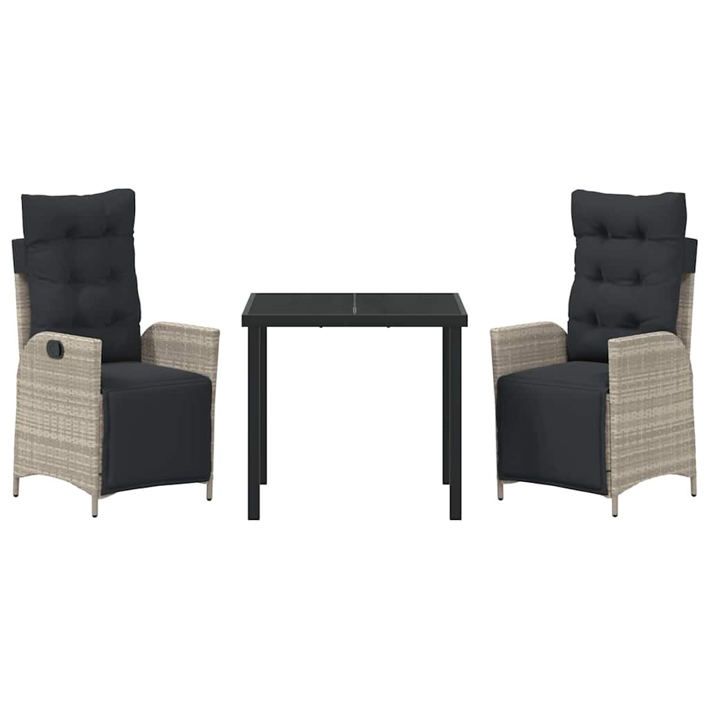 Garden Dining Set 3 pcs Light Grey Poly rattan