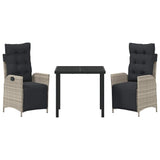Garden Dining Set 3 pcs Light Grey Poly rattan