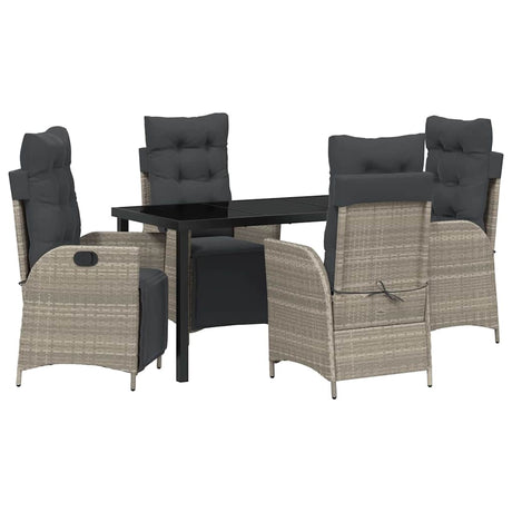 Garden Dining Set 5 pcs Light Grey Poly rattan
