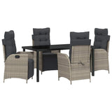 Garden Dining Set 5 pcs Light Grey Poly rattan