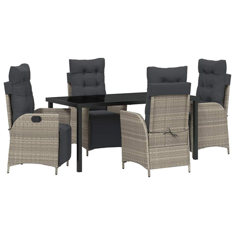 Garden Dining Set 5 pcs Light Grey Poly rattan