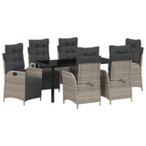 Garden Dining Set 7 pcs Light grey Poly rattan