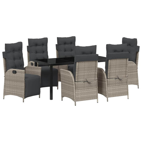 Garden Dining Set 7 pcs Light grey Poly rattan