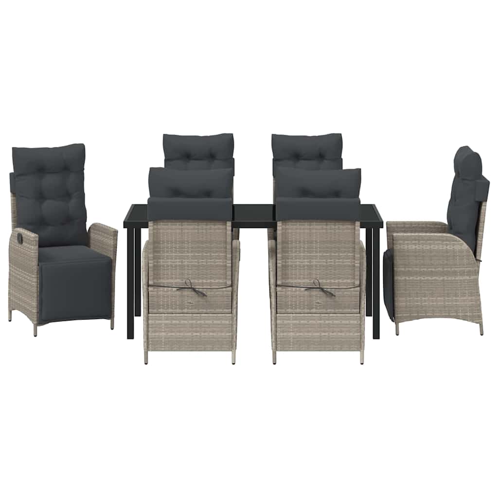 Garden Dining Set 7 pcs Light grey Poly rattan