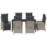 Garden Dining Set 7 pcs Light grey Poly rattan