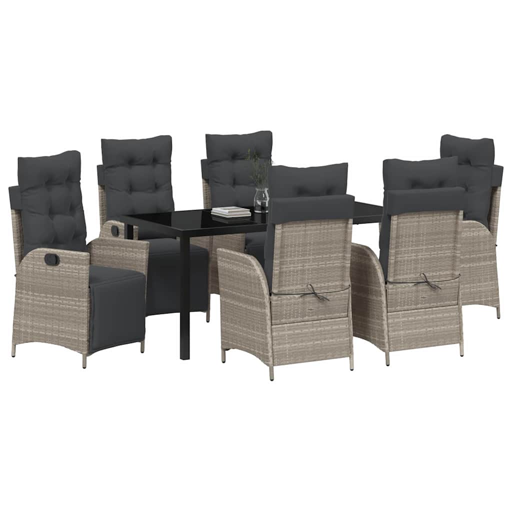 Garden Dining Set 7 pcs Light grey Poly rattan