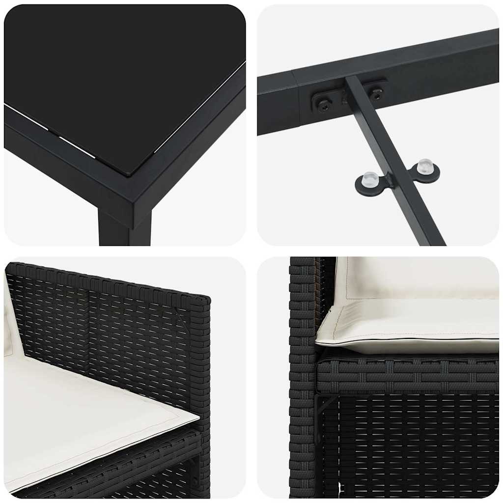 Garden Dining Set 5 pcs Black Poly Rattan