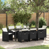 Garden Dining Set 9 pcs Black Poly Rattan